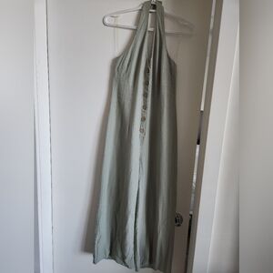 Sage Green Sleeveless Jumper with Button Detail